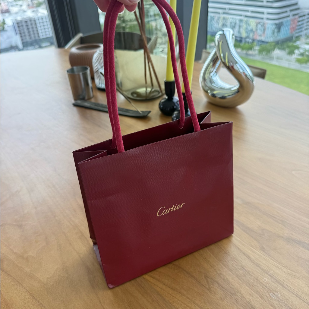 Cartier Burgundy Mini Gift Bag With Gold Logo